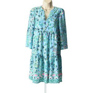 Lilly Pulitzer Women's Small Martine 3/4 Sleeve Dress in Blue Mosaic Shells {NWT